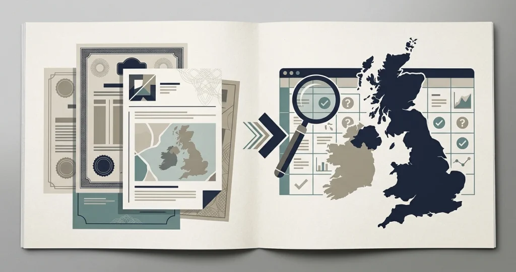 Illustration comparing an offshore casino licence record with a Great Britain regulator check